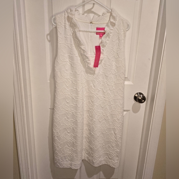 Lily Pulitzer Resort White Tisbury Knit Pucker Jacquard Shift Dress - Picture 13 of 13